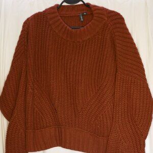 Moon&Madison Orange Knit Crop Sweater, Size XL